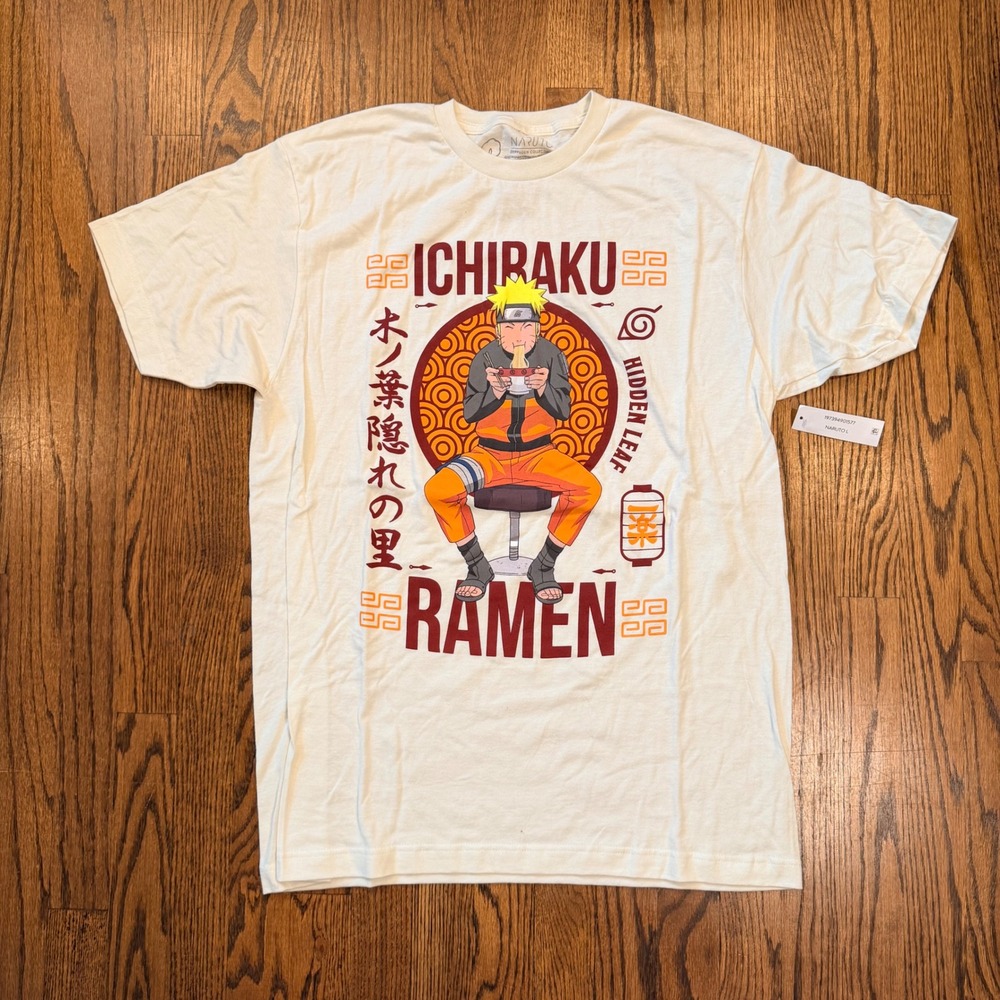 Naruto Shippuden Ichiraku Ramen Graphic T-Shirt Large‎ Cream New